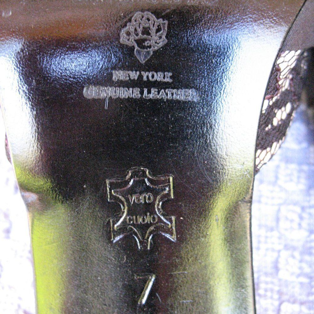 Black Lace Bow Mules Shoes Heels - Picture 7 of 8